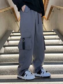 Manfinity EMRG Men's Side Flap Pocket Cargo Pants - Grey - View 1