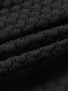 SHEIN Unity V領單排扣毛衣連衣裙 - 黑色 - 查看 5