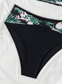 SHEIN Swim Summer Beach Floral Print Halter Neck Bikini Set, Random Pattern Carnival - Multicolor - View 4