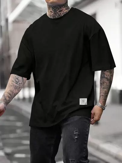 Manfinity Homme Camiseta Con Parches Para Hombres