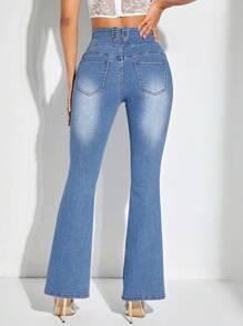Breezaya Frauen Hohe Taille Jeans Aus Denim