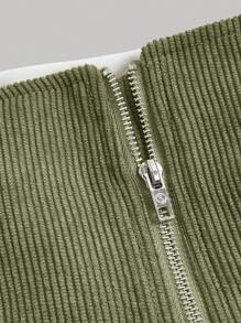 SHEIN MOD 2 In 1 Lace Up Front Ruched Bust Top - Army Green - View 4