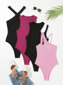 SHEIN Essnce Mono De Tirantes (conjunto De Cuatro Colores) - Multicolor - Ver 1