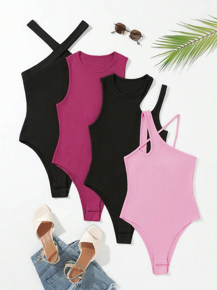 SHEIN Essnce Mono De Tirantes (conjunto De Cuatro Colores) - Multicolor - Ver 1