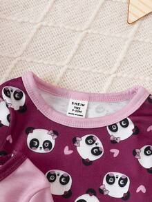 Baby Girl Snug Fit Pajama With Panda Print - Hot Pink - View 5