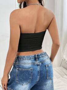 SHEIN EZwear Solid Tube Top - Black - View 2