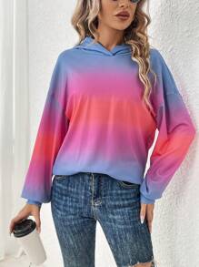 SHEIN LUNE Của phụ nữ Biến đổi dần Thả vai Áo nỉ có mũ - Nhiều màu - Xem 5