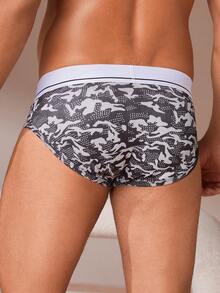 男士3入組迷彩和字母印花三角褲 - 彩色 - 查看 8