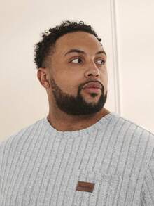 GENTILAND Men's Plus Size Knitted Casual Short Sleeve T-shirt - Grey - View 4