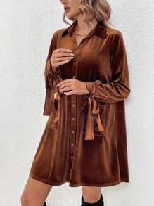 SHEIN LUNE 女士絲絨襯衫連衣裙