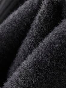 SHEIN 青少年女孩立領扭紋絨毛衣 - 黑色 - 查看 4