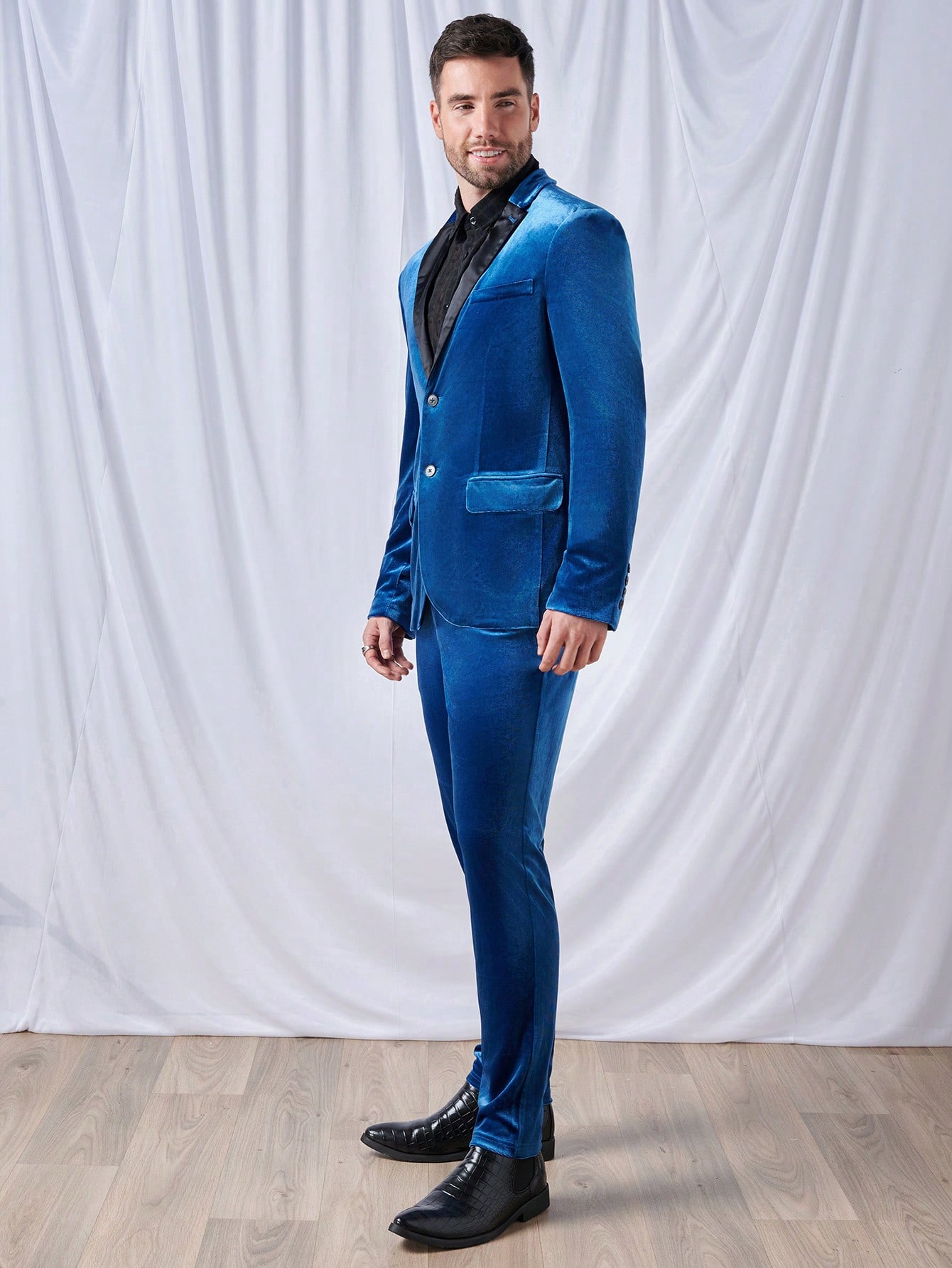 Manfinity AFTRDRK Men's Velour Suit Jacket And Pants Set SHEIN USA