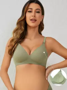 Moonlight&Mama Maternity Seamless Solid Color Bra For Mother - Green - View 6
