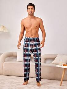 男士彈性腰帶格紋休閒褲 - 彩色 - 查看 7