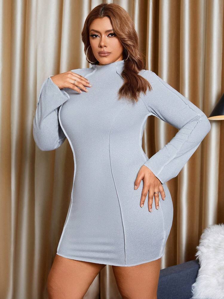 Women's Plus Size Stand Collar Bodycon Dress
