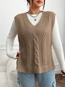 SHEIN EZwear Women's Plus Size Knitted Sweater Vest