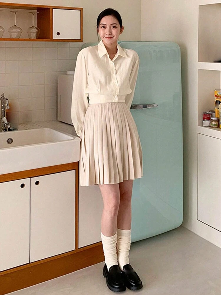 Women's Solid Color Drop Shoulder Blouse Long Sleeve Top