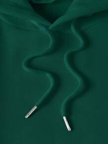 SHEIN EZwear 女士加大码绿色标语印花卫衣 - 墨綠色 - 查看 5