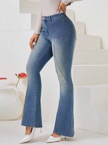 SHEIN Privé Slim Flared Jeans