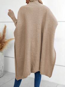 SHEIN LUNE Của phụ nữ tay cánh Cao Thấp Áo len - Màu Khaki - Xem 2