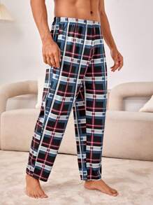 男士彈性腰帶格紋休閒褲 - 彩色 - 查看 3