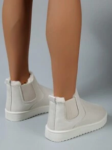 女款中小腿及踝靴,白色內襯保暖靴 - 白色 - 查看 5