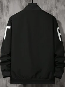 Manfinity Homme Men's Casual Jacket With Letter Prints - Black - View 2