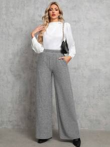 SHEIN Tall 女裝寬腿長褲 - 灰色 - 查看 5