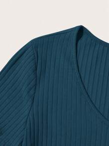 SHEIN Essnce Women's V-neck Ribbed T-shirt