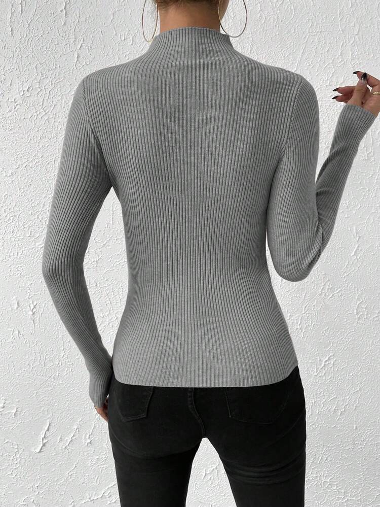 Women's Slim-Fit Grey Pullover Sweater,Long Sleeve Tops Knit Pullover Fall Winter Sweater