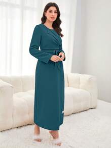 Modelyn Alphabet Patchwork Belted Arabian Dress - Blue - View 6