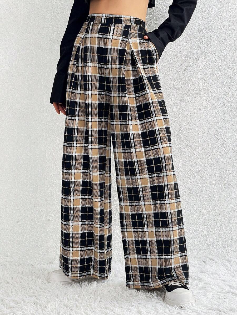 SHEIN Essnce Của phụ nữ Kẻ sọc Quần ống rộng - Nhiều màu - Xem 1