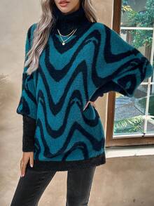 EMERY ROSE Của phụ nữ Mô hình sóng Cổ cao Áo len - Nhiều màu - Xem 3