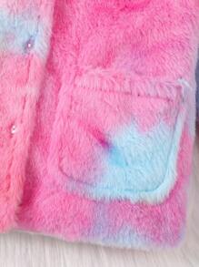 Baby Girls' Tie-dyed Jacket With Double Pockets And Buttoned Front - Pink - View 4
