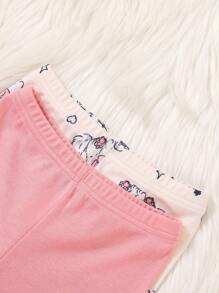 2 bộ Cô Gái Trẻ Mèo in Tay áo dài Phù hợp Vừa Khít Bộ đồ ngủ - Hồng - Xem 5