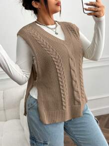 SHEIN EZwear Women's Plus Size Knitted Sweater Vest