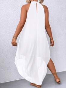 EMERY ROSE Vestido largo de mujer talla grande de unicolor con cuello halter