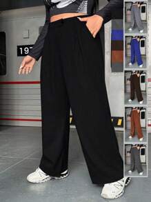 Flirla Taglie Forti Pantaloni dettaglio plissettato