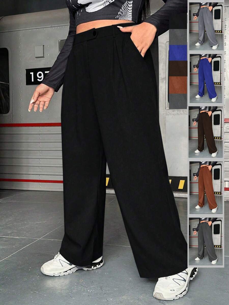 Flirla Taglie Forti Pantaloni dettaglio plissettato