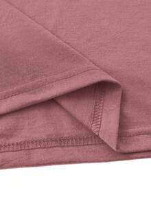 SHEIN LUNE 女士口號印花修身t恤 - 粉色 - 查看 4