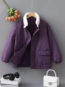 SHEIN Casaco Grosso Feminino Com Gola Com Aba E Bolso Grosso