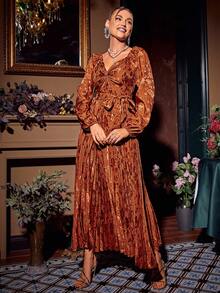 Simplee 女士連身裙 - 橘色 - 查看 6