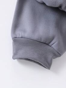 SHEIN Tween Boy 针织加厚保暖内衬运动裤，适合运动、休闲穿着和居家保暖 - 灰色 - 查看 4