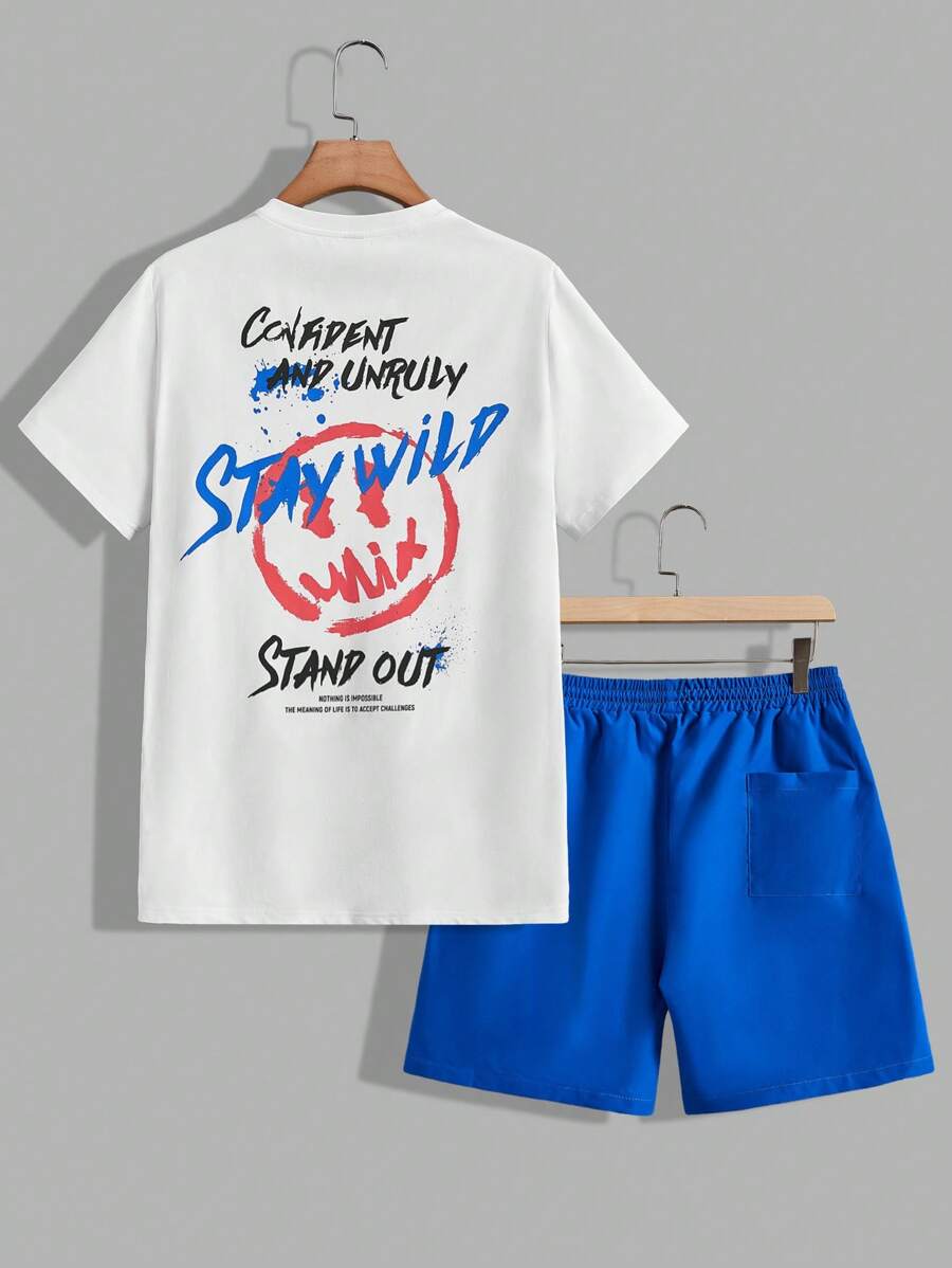 Manfinity RebelGame 針織短袖上衣&織物短褲2入組 - 彩色 - 查看 1