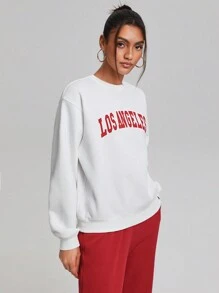 Vitoria Brayner 字母印花圓領運動衫 - 白色 - 查看 3