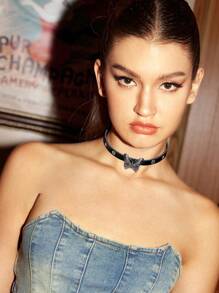 SHEIN ICON Vòng cổ trang trí hình bướm Pu thời trang - Nhiều màu - Xem 5