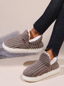 女士絨面防滑冬季家居拖鞋,厚底保暖柔軟毛絨拖鞋,適用於室內/室外