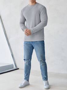 Manfinity VCAY Camiseta de manga larga con canalé para hombre, para verano