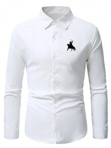 Manfinity Nam Giải trí Nhân vật In Áo sơ mi - trắng - Xem 2