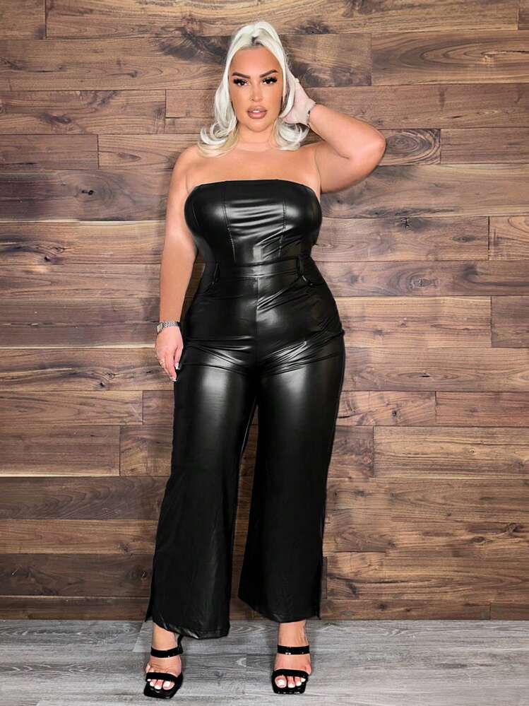 SHEIN SXY Plus-size Back Zipper Strapless Jumpsuit | SHEIN USA